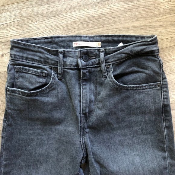 Levi's 721 Black/Grey High Rise Skinny Jeans - Picture 4 of 9